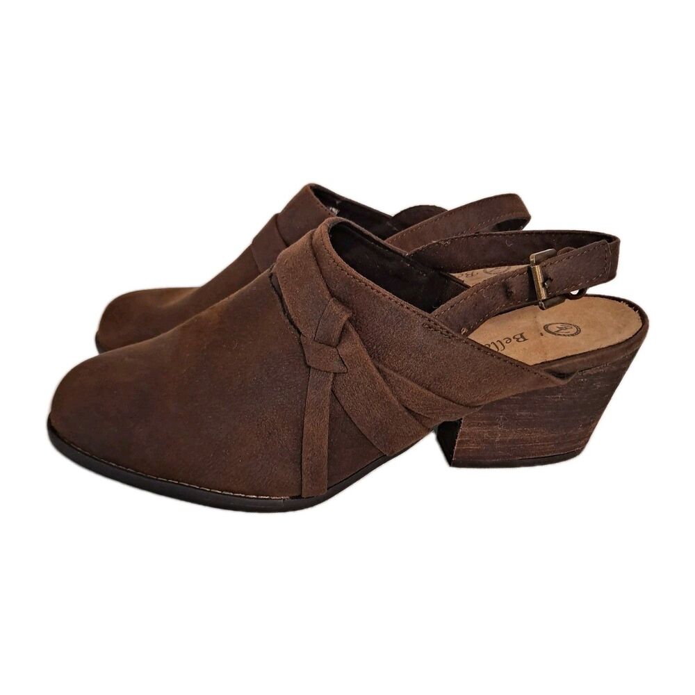 Bella Vita Women's Kimberly Slingback Clogs Size 11W Brown Faux Suede Block Heel